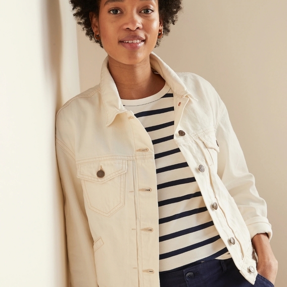 Old Navy Cropped Off White Jean Jacket 